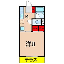コーポ陽明3号 1Kの間取図画像