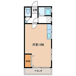 コーポ熊谷B棟 ワンルームの間取図画像