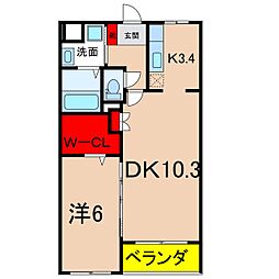 桔梗 1LDKの間取図画像