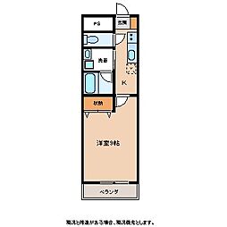 リバーヒルズ大門 1Kの間取図画像