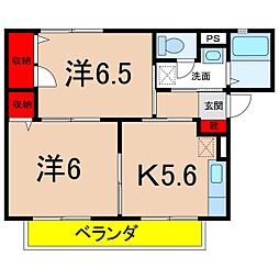フレグランス岩下 2DKの間取図画像