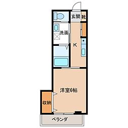コーポ熊谷B棟 1Kの間取図画像