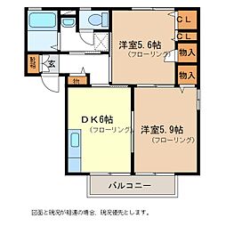 フォーレスパルK　C 1階2DKの間取り