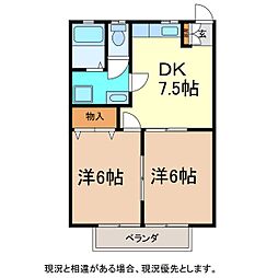 パル・ヨナモチA 2DKの間取図画像