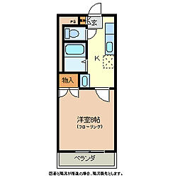 サンハイツ中川A 1Kの間取図画像