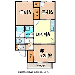 パールハイツ坂田 3DKの間取図画像