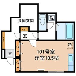グランドシティ南横町 ワンルームの間取図画像