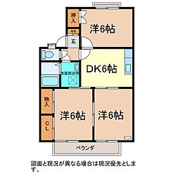 グランシェール藤本 3DKの間取図画像