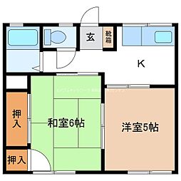高野ハイツB 2Kの間取図画像