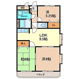 カメリアガーデン 3DKの間取図画像