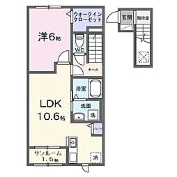 ミニョン フロル B 1LDKの間取図画像