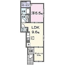 ハニー テラス 1LDKの間取図画像