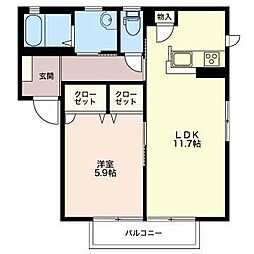 グランシャリテW 1LDKの間取図画像