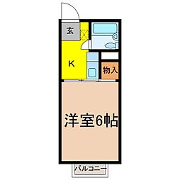 ビッグハットサイドA棟 1Kの間取図画像