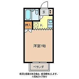 メゾンあら木 1Kの間取図画像