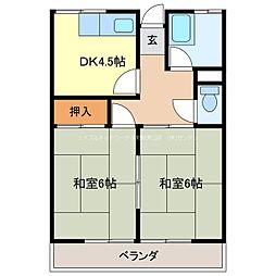 三洋ハイツ 2Kの間取図画像