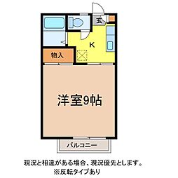 フォーブル妻科 1Kの間取図画像