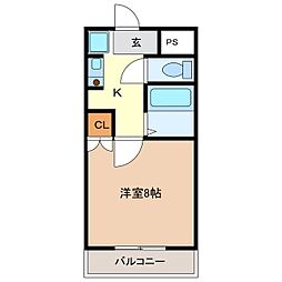 開運ハイツ南俣 1Kの間取図画像