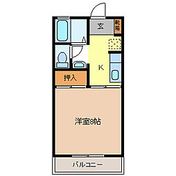 ナガノコアハイツB 1Kの間取図画像
