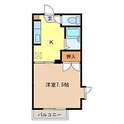 レーベン海野 1Kの間取図画像