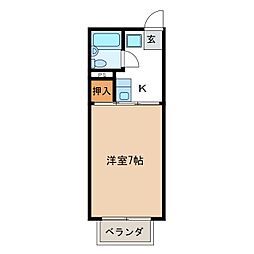 ヴィラ中村 1Kの間取図画像