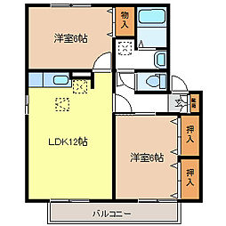 ヴィラージュ本郷B 2LDKの間取図画像