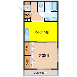ディッツォ・東口 1DKの間取図画像
