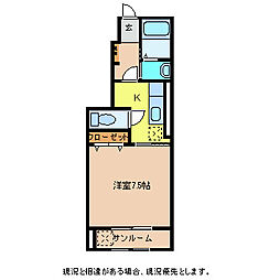 タウンコート田町 1Kの間取図画像