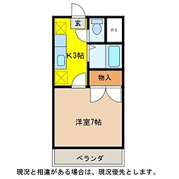 レジデンスK 1Kの間取図画像