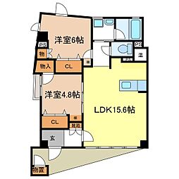サンフラッツ 2LDKの間取図画像