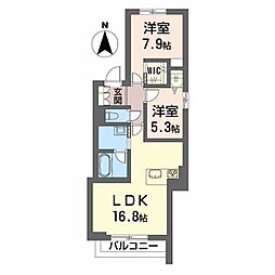 シャーメゾン妻科の杜 2LDKの間取図画像