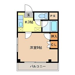 第五王神ハイツ 1Kの間取図画像