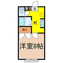 ドルフィン中御所B 1Kの間取図画像