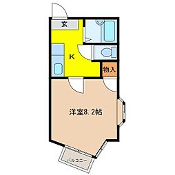 クオリティ桜C 1Kの間取図画像