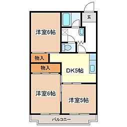 箱清水ハイツ 3DKの間取図画像
