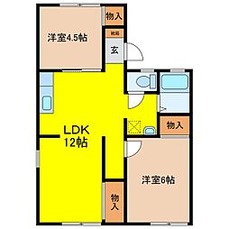 コーポあすなろ24C 2LDKの間取図画像
