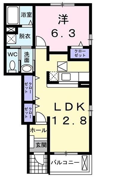 メリディアンI ｜長野県伊那市下新田(賃貸アパート1LDK・1階・46.49㎡)の写真 その2