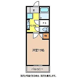 ハミング伊那 3階1Kの間取り