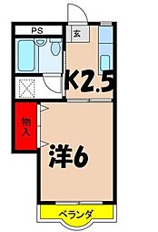 東栄マンション 3階1Kの間取り
