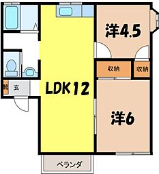 アヴェニールコイケ 2LDKの間取図画像