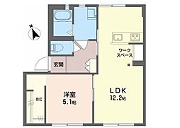 メゾンルミエールB棟 1LDKの間取図画像