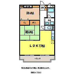 スリーピークス1 2LDKの間取図画像
