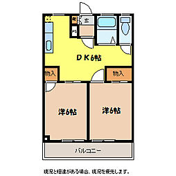 リバーサイドのはら 2DKの間取図画像