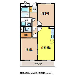 リンピアコーポウエスト 2DKの間取図画像