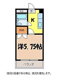 リバーサイドマンション 1Kの間取図画像