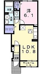 アップルプラン 1LDKの間取図画像