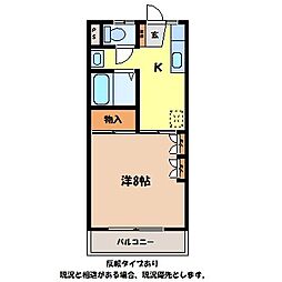 リバーサイドのはら 1Kの間取図画像