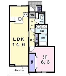 エストシャトーA 1LDKの間取図画像