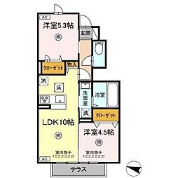 プレジール 1階2LDKの間取り