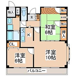 ヴィル・ポワーリエ 3Kの間取図画像
